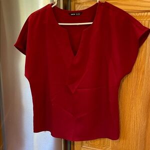 Deep Red V-Neck Blouse